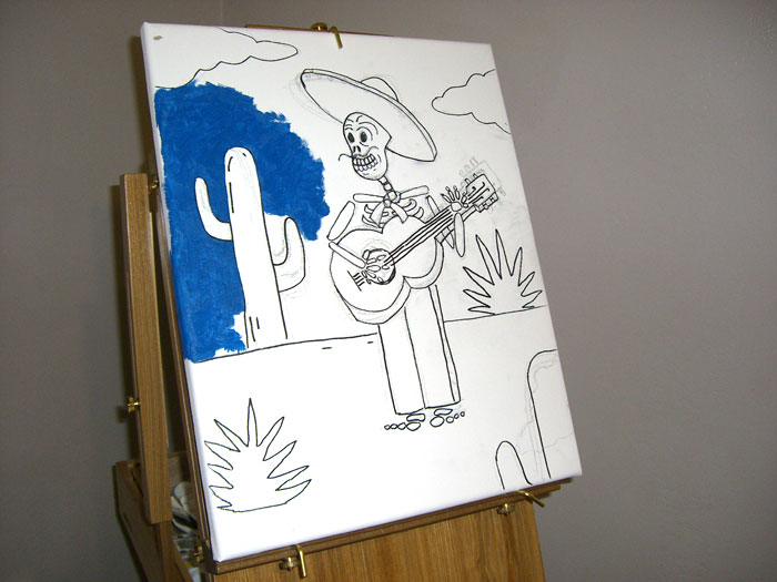 Painting Calavera Canvas Sketch