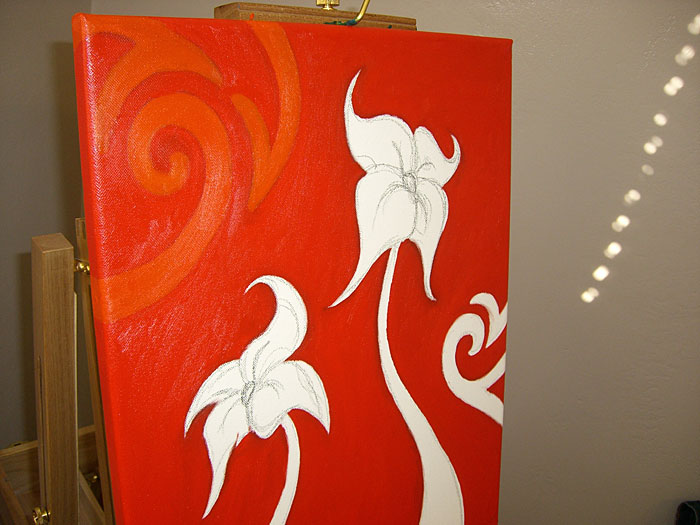 Painting Flower Two red coat of paint