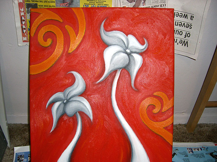 Painting flower two drying oil