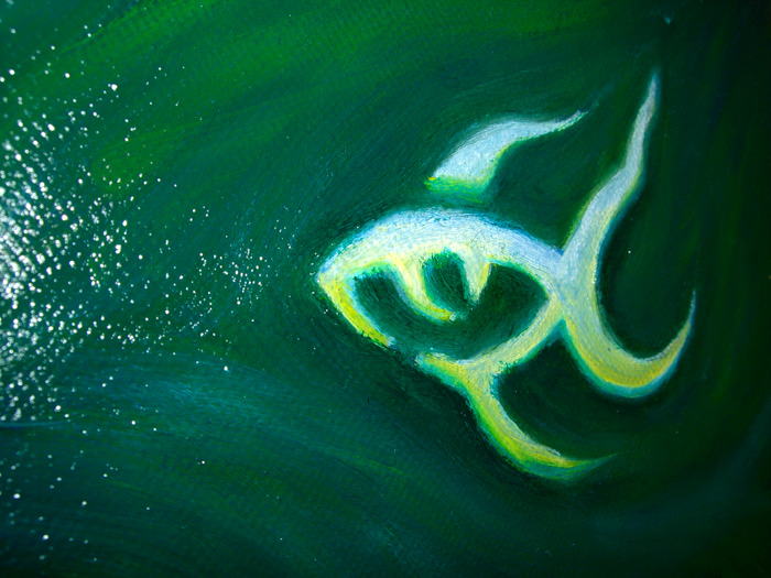 fish eye painting close up underwater