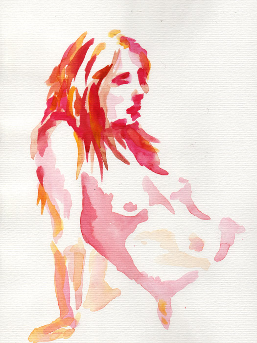 Water Color Figure Drawing by Henry Colchado