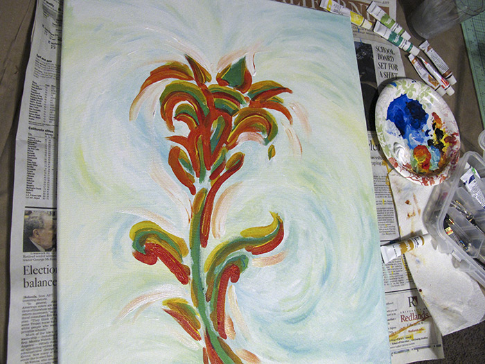 Flower painting - Henry Colchado - second layer